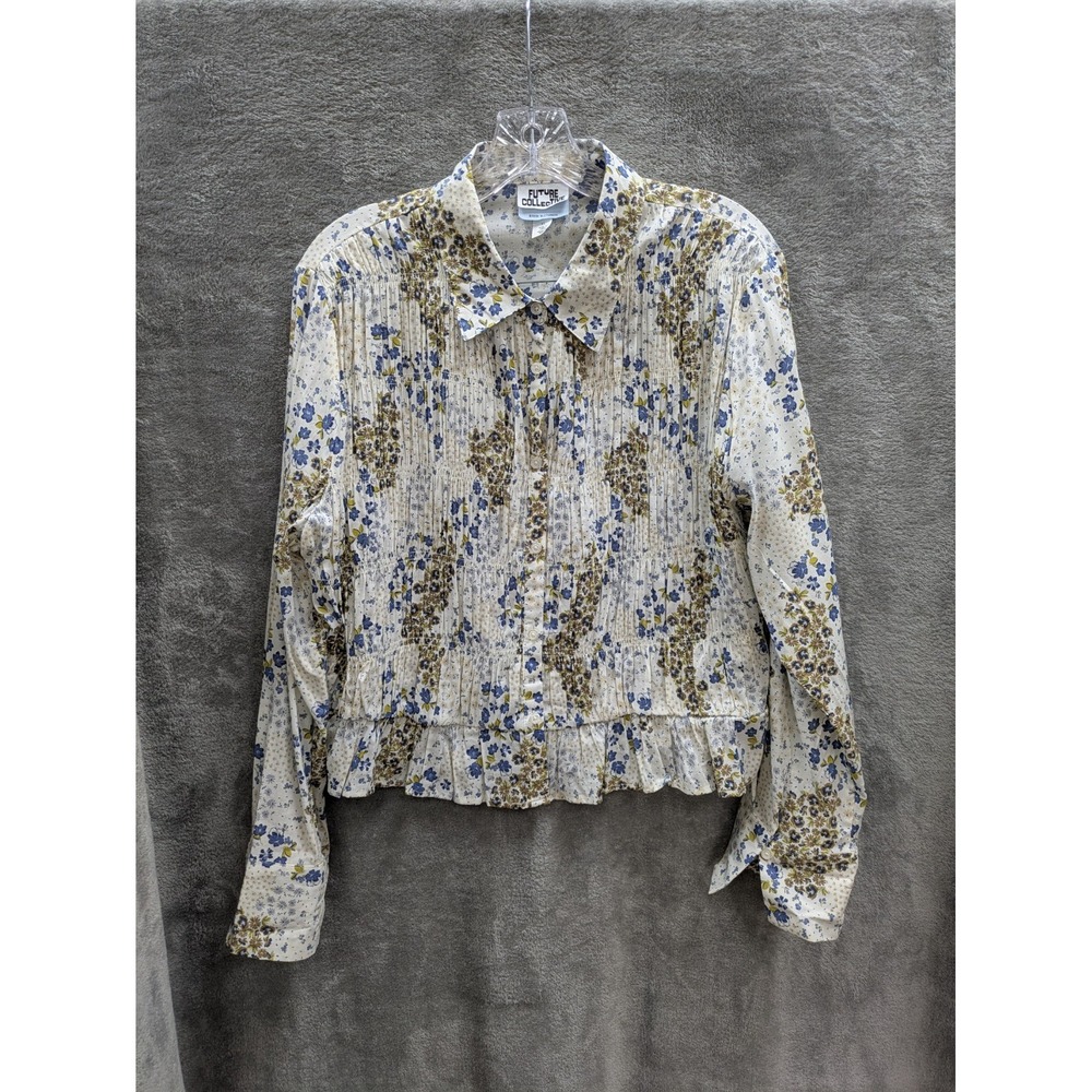 Cottagecore Button Up Top Women's XL Prairie Peasant‎ Bohemian